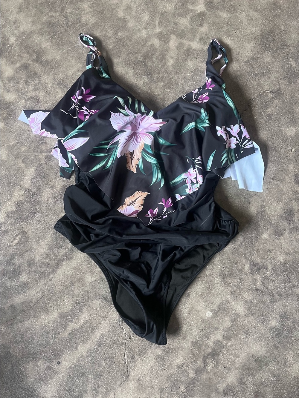 Black Floral One-Piece Women’s Swimsuit